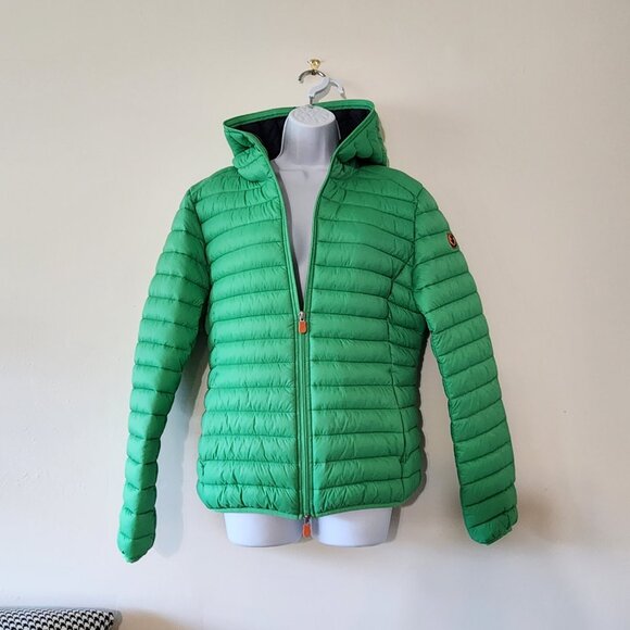 Save The Duck Women's SZ 5/XXL Neon Green Long Sleeve Lightweight Puffer Jacket - Picture 9 of 14